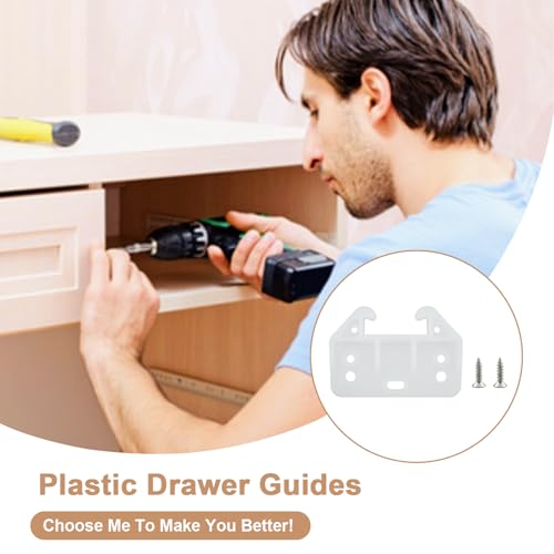 Drawer Slide Guides Bottom Mount, 12 Pack Plastic Drawer Track Rail Guide Bottom Mounting Brackets for Dresser, Cabinet, Closet etc. (Include Mounting Screws)