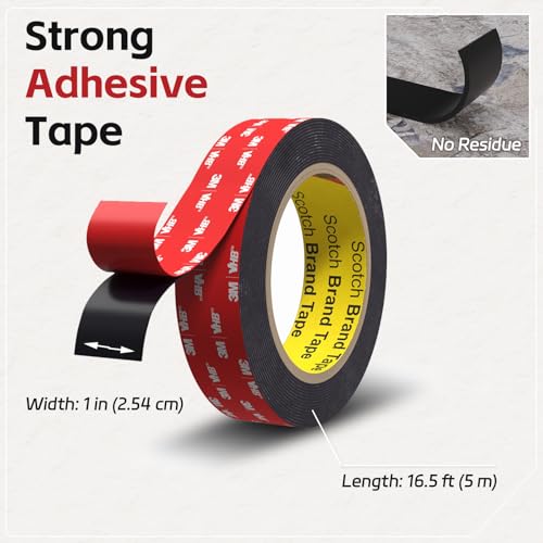 Double Sided Tape Heavy Duty, 1 in x 16.5 ft, Strong Adhesive Waterproof Mounting Tape for Car, Walls, LED Strip Light, Home & Office Décor - size: 1 IN x 16.5 FT