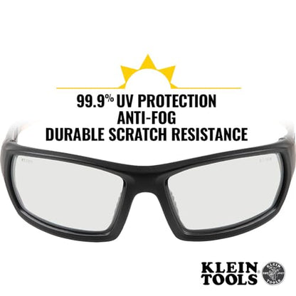KLEIN TOOLS 60163 Safety Glasses, Professional PPE Protective Eyewear with Full Frame, Scratch Resistant and Anti-Fog, Clear Lens - style: Professional