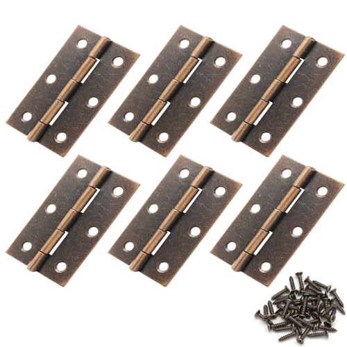 Murtenze 6 Pack 2.5 Inch Door Hinge Cabinet Hinge,Copper Butt Hinges Ball Bearing Window Outdoor Hinges with Mounting Screws - color: Copper, size: 2.5 Inch - 6PCS