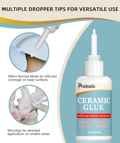 Ceramic Glue, 35g Heavy Duty Super Strong Clear Glue, Waterproof Heat Resistant Adhesive for Ceramic Bonding, Repair, Porcelain, Tile, Pottery, Mugs, Dishes, DlY Kits - style: Ceramic Glue