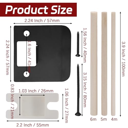 Extended Lip Strike Plate, 2-1/4 x 2-1/4 Inch Stainless Steel Door Lock Repair Kit with Spacer Shim, Extender Striker for Wider Jambs, Enhanced Latch Engagement & Frame Protection (Black) - color: Black