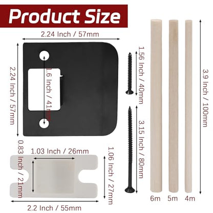 Extended Lip Strike Plate, 2-1/4 x 2-1/4 Inch Stainless Steel Door Lock Repair Kit with Spacer Shim, Extender Striker for Wider Jambs, Enhanced Latch Engagement & Frame Protection (Black) - color: Black