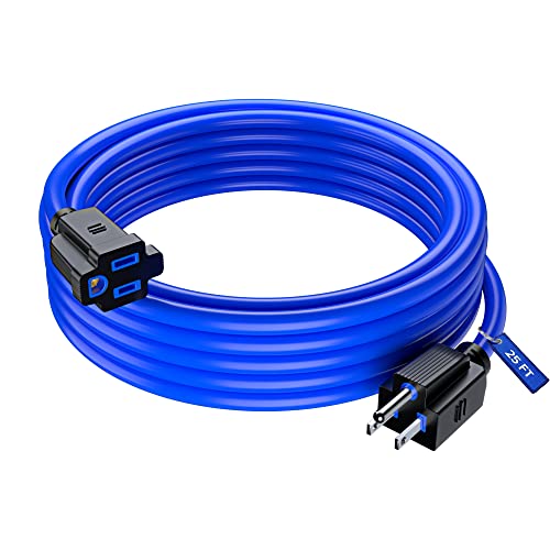 Maximm 25 Ft Blue Extension Cord, Heavy Duty 3-Prong Outdoor Power Cable, ETL Listed for Contractors - color: Blue, size: 25 Feet