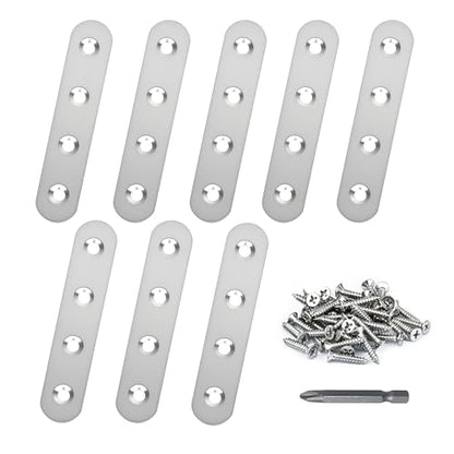 8 Pack Straight Brace,Flat Brace 3.9” x 0.67”,Stainless Steel Flat Metal Braces,Repair Bracket with Screws - size: 96mm/8 Pcs