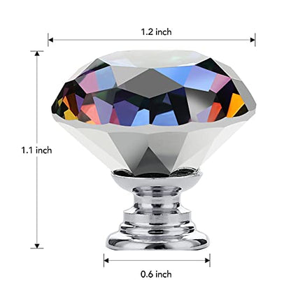 Ravinte 5 Pack Colorful Crystal Knobs for Dresser Drawers Glass Cabinet Knobs Diamond Shaped Drawer Knobs - 30 mm Knobs with Black Base - color: Colorful