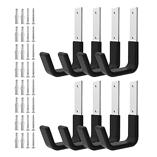 Heavy Duty Utility Hooks for Storage Wall Mount,Garage Wall Hooks for Hose, Bike, Ladder, Chainsaw, Leaf Blower Hanger (8 Small) - size: 8 Small
