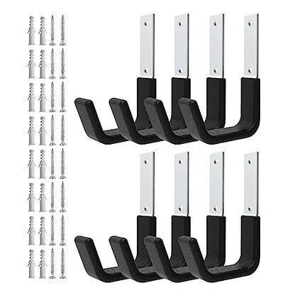 Heavy Duty Utility Hooks for Storage Wall Mount,Garage Wall Hooks for Hose, Bike, Ladder, Chainsaw, Leaf Blower Hanger (8 Small) - size: 8 Small