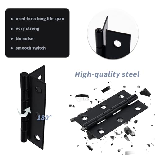 Antrader 2" Black Folding Hinges Mini Cabinet Hinges with Screws for Cabinet Drawers Jewelry Box, 12 Pack - color: Black, size: 2" x 1.1", 12pcs