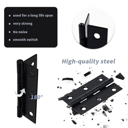 Antrader 2" Black Folding Hinges Mini Cabinet Hinges with Screws for Cabinet Drawers Jewelry Box, 12 Pack - color: Black, size: 2" x 1.1", 12pcs