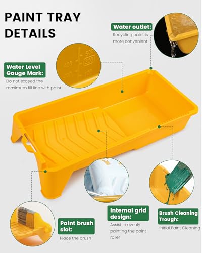 Voomey 11 Pack 4 Inch Paint Roller Kit, 4" Mini Paint Roller Kit with Small Foam Paint Roller Covers, Disposable Plastic Liners & Roller Frame, for Home Decor, Walls and Furniture Painting - size: 4 Inch Mini Paint Roller Kit 11 Pack