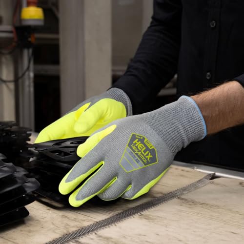 HexArmor Safety Gloves | Breathable, Flexible, and Sustainable | Hi-Vis Palm | A6-level Cut Resistance | Helix 3014 - size: Large (Pack Of 1 Pair)