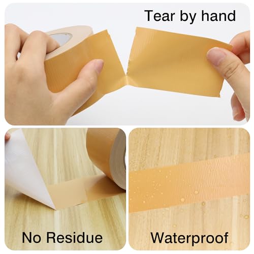 Heavy Duty Duct Tape 2 Inch X 33 Yards, 8.5 Mil Thickness, Multi Purpose Brown Duct Tape, No Residue, Waterproof and Tear by Hand - for Repairs, Industrial, Professional Use - color: Brown, size: 2 Inch X 33 Yards