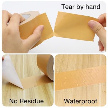 Heavy Duty Duct Tape 3 Inch X 33 Yards, 8.5 Mil Thickness, Multi Purpose Brown Duct Tape, No Residue, Waterproof and Tear by Hand - for Repairs, Industrial, Professional Use - color: Brown, size: 3 Inch X 33 Yards