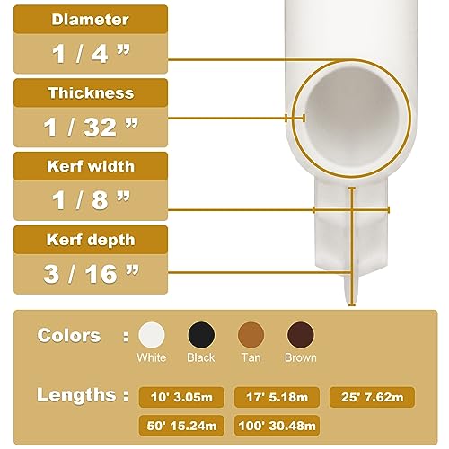 Window Weatherstrip Seal 1/4" Bulb Bubble Kerf Mount Bulb Gasket Window Weather Stripping Kerf - 4 Colors and 5 Length Options (25', White) - color: White, size: 25'