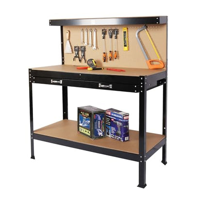 Majnesvon 48" Work Bench, 220 LBS Workbench with Drawers, Tool Bench with 10 Hanging Hooks & Peg Board, Work Benches for Garage (48 INCH) - size: 48 INCH