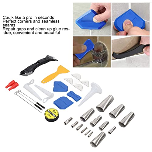 Caulking Finishing Tool Kit Caulk Remover Tool Stainless Steel Silicone Sealant Caulk Grout Remover Scraper with Accessories