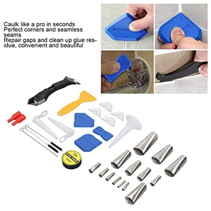 Caulking Finishing Tool Kit Caulk Remover Tool Stainless Steel Silicone Sealant Caulk Grout Remover Scraper with Accessories