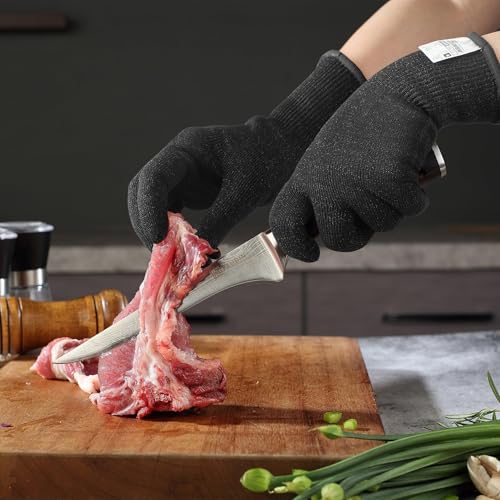 Schwer 2 Pairs ANSI A7 Cut Resistant Gloves, Mandoline Glove for Kitchen, Breathable & Comfortable, Food Grade Cutting Gloves for Meat Cutting, Fish Processing, Carving, and Shelling, PR1509, M - size: Medium