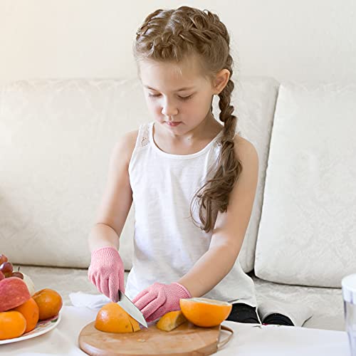 4 Pairs Kids Cut Resistant Gloves Level 5 Safe Gloves Protection for Kitchen Garden, Oyster Shucking, Crafts, DIY - size: Medium (Pack of 4)