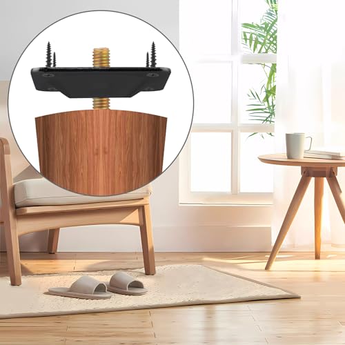8 Sets Leg Mounting Plates Kit, M8 Thread Furniture Sofa Legs Attachment Plates T-Plate for Repairing Damaged Sofa Couch Seats, with Hanger Bolts, Screws(8, Black) - color: Black