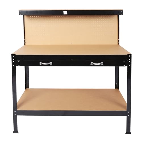 Majnesvon 48" Work Bench, 220 LBS Workbench with Drawers, Tool Bench with 10 Hanging Hooks & Peg Board, Work Benches for Garage (48 INCH) - size: 48 INCH
