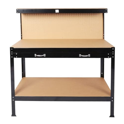 Majnesvon 45.3" Work Bench, 220 LBS Workbench with Drawers, Tool Bench with 10 Hanging Hooks & Peg Board, Work Benches for Garage (45.3 INCH) - size: 45.3 INCH