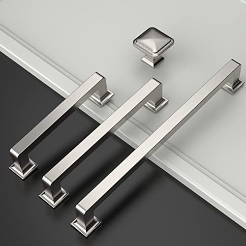 Amerdeco 10 Pack Brushed Satin Nickel Cabinet Pulls - 5 Inch(128MM) Hole Centers Kitchen Handles - Drawer Pulls - ZH0019 - color: Brushed Satin Nickel, size: 5"/128MM Hole Center