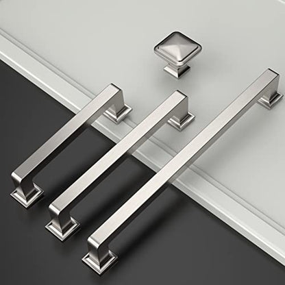 Amerdeco 10 Pack Brushed Satin Nickel Cabinet Pulls - 5 Inch(128MM) Hole Centers Kitchen Handles - Drawer Pulls - ZH0019 - color: Brushed Satin Nickel, size: 5"/128MM Hole Center