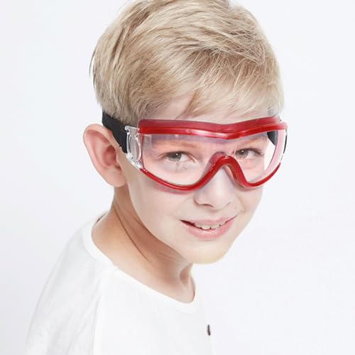 Kids Anti-fog Safety Goggles, Kids Lab Goggles, Adjustable, Compatible with Nerf Gun - color: Red