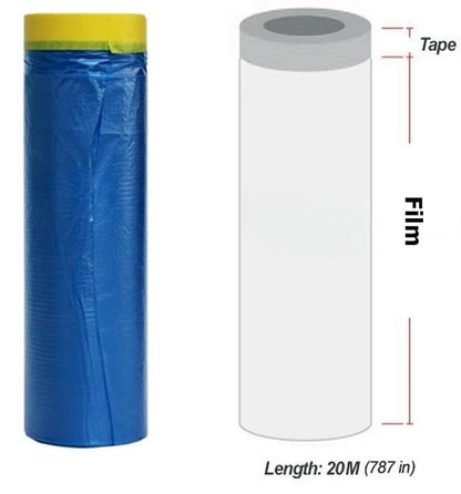 Multi Size Pack - No Residue Painters Plastic Drop Cloth for Painting -Taped Masking Film (65 Feet) (3 of Set (17.7 in))