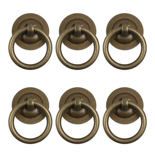 MY MIRONEY 6PCS Antique Brass Cabinet Ring Pulls Vintage Drop Ring Pulls Handles Decorative Hardware Dresser Drawer Pulls with Screws - style: Type I; 6PCS