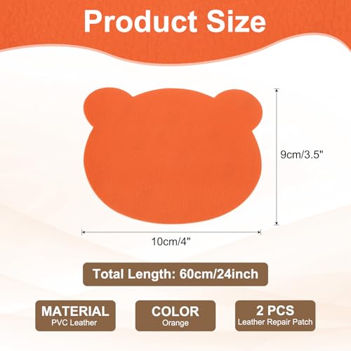 PATIKIL Leather Repair Patch, 2 Pcs 4 x 3.5 Inch Self-Adhesive Vinyl Patch Furniture Tape Repair Kit for Sofas Couches Stools Chairs Cabinets Bags, Orange - color: Orange