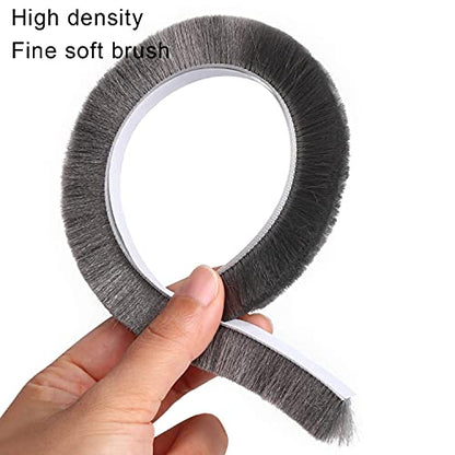 Door Brush Seal, 33Feet, Felt Pile Weather Stripping for Doors, Weather Strip for Windows Cabinet, Self Adhesive Draft Blocker, Dust Stopper Sliding Door Seal Winter, Grey 10m - size: 33Feet x 0.2in Brush x 0.4in Backing