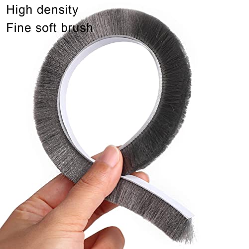 Door Brush Seal, 33Feet, Felt Pile Weather Stripping for Doors, Weather Strip for Windows Cabinet, Self Adhesive Draft Blocker, Dust Stopper Sliding Door Seal Winter, Grey 10m - size: 33 Feet