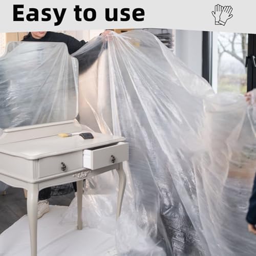TopSoon Drop Cloth and Plastic Sheeting, Household Vacuum Cover (1 mil, 9FT x 12FT) - size: 9FT x 12FT