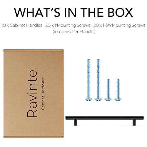 Ravinte 10 Pack 7-1/2 Inch Cabinet Handles Matte Black Stainless Steel Kitchen Cupboard Pulls 10" Length,7-1/2" Hole Center - size: 10 Inch（7-1/2 Inch Hole Center）