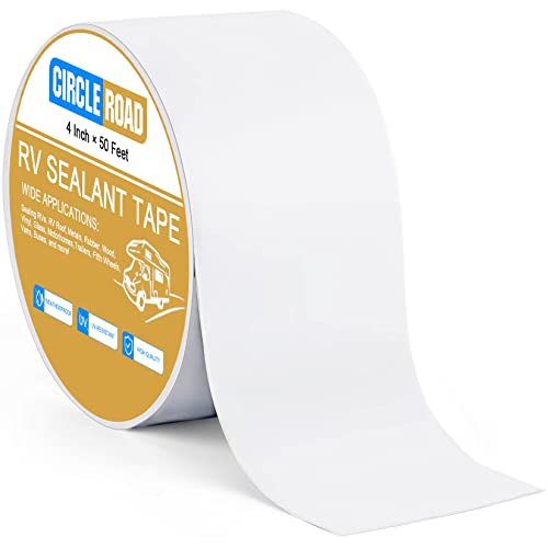 CircleRoad RV Roof Tape White, 4 Inch X 50 Feet RV Repair Sealant Tape, Stop Camper Roof Leaks, UV-Resistant, Weatherproof and Reliable for Camper, Trailer, Boat (4In-50FT) - style: 4In-50FT