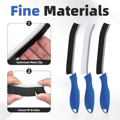 FOOGWEE Hard Bristle Crevice Cleaning Brush - Cleaning Supplies - Grout Cleaning Brushes for Household Use - Crevice Cleaning Tool for Bathroom, Home and Kitchen (3, Blue) - color: Blue
