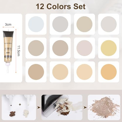 HARFINGTON 12 Colors Wood Filler Scratch Repair Kit Touch Up Filler Wood Paint for Repairing Scratches Cracks Holes on Wooden Floors Cabinet, Table, Yellow Clay Series - color: Yellow Clay Series