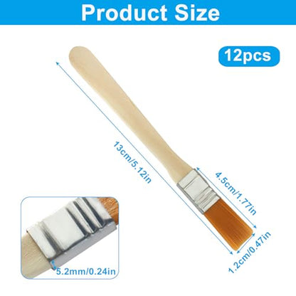 12 Pcs Soft Bristle Paint Brush, 5 Inch Wood Handle Trim Painting Tool Small Paint Brushes, Edge Painting Tool for Walls/Touch Up/Cabinets/Fences（White） - color: White