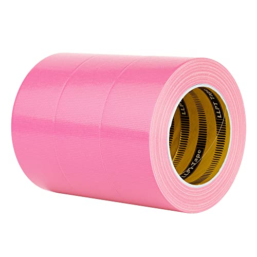 LLPT Duct Tape Premium 3 Pack 2” x 35 Yards Each Roll Easy to Tear Muti-Use Colorful Bulk Fabric Tape No Residue for Indoor Outdoor School Home Office and Industrial Use Color Pink (DT350PK) - color: Pink