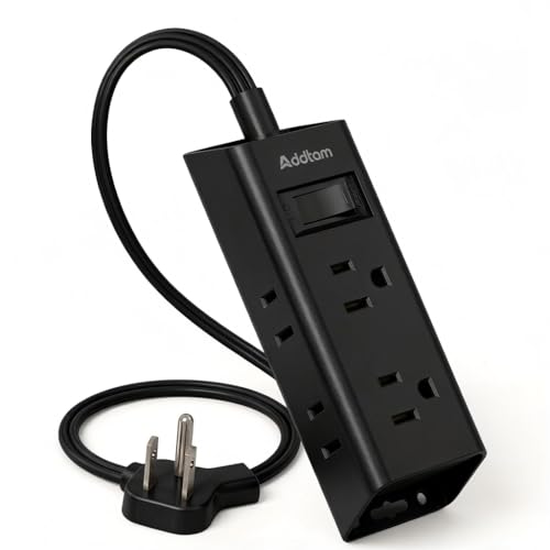 Addtam Flat Plug Power Strip with 6 Outlet Extender, 3 FT Extension Cord Flat Wall Plug with Multiple Outlets, No Surge Protector for Cruise Ship, Travel, Dorm, Home Office, Cruise Essentials, Black - color: Black, size: 3 Ft
