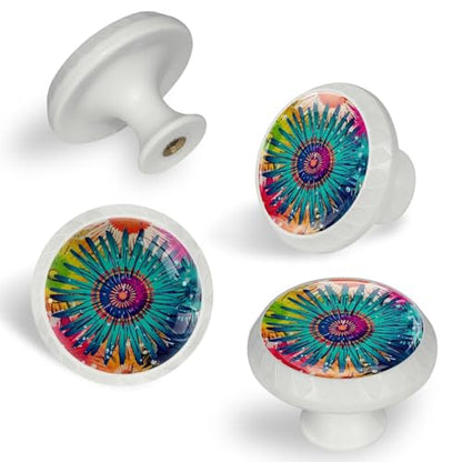 White Cabinet Knobs, Dresser Knobs, 4PCS Drawer Pulls with Screws for Home Office Kitchen, Flower Floral Christmas - color: COLOR8085