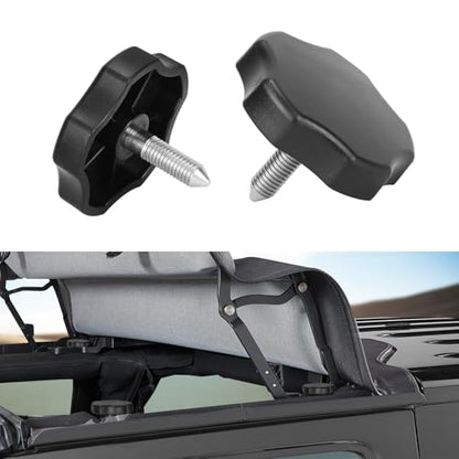 2 PCS Soft Top Window Frame Knob Screws Bolts Door Surround Knobs with Pin Compatible with for 2007-2018 Jeep Wrangler JK JKU - size: Short 2 PCS