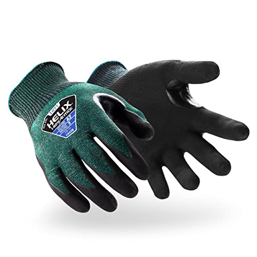 HexArmor Cut-Resistant Impact Protection Polyurethane Palm Knit Work Gloves | Helix® Core 3012 - color: Helix 1071, Dark Green, Protects from Cuts (A2) Scrapes (3) and Punctures (3), size: Small (Pack of 1)