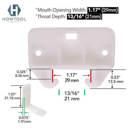 Drawer Track Guides Fixed L-Angle Drawer Glide Set with Screws, 8 Pack White Replacement Drawer Guides for Side-Mount Rails | HOWTOOL