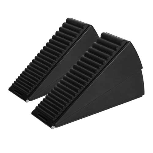 2Pcs Heavy Duty Door Stoppers for Bottom of Door Stop, Adjustable Large Door Stopper with Spring, 3 Inches High Tall Rubber Door Stopper Wedge for Hotel Door Hardwood Concrete Tile (Black-2Pcs) - color: Black-2Pcs