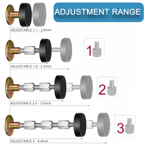 4PCs Adjustable Furniture Stabilizer Headboard Stoppers for Wall – Bed Frame Anti Shake, Desk Stabilizer, Noise Stopper for Sofa Cabinet Door (1-4.1in)