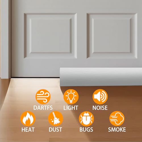 2 Pack Door Draft Stopper 36" Adjustable Under Door Draft Stopper Soundproofing 30 Inch to 36 Inch Noise Blocker Seal Large Gap up to 1.2", Easy to Install White - color: White
